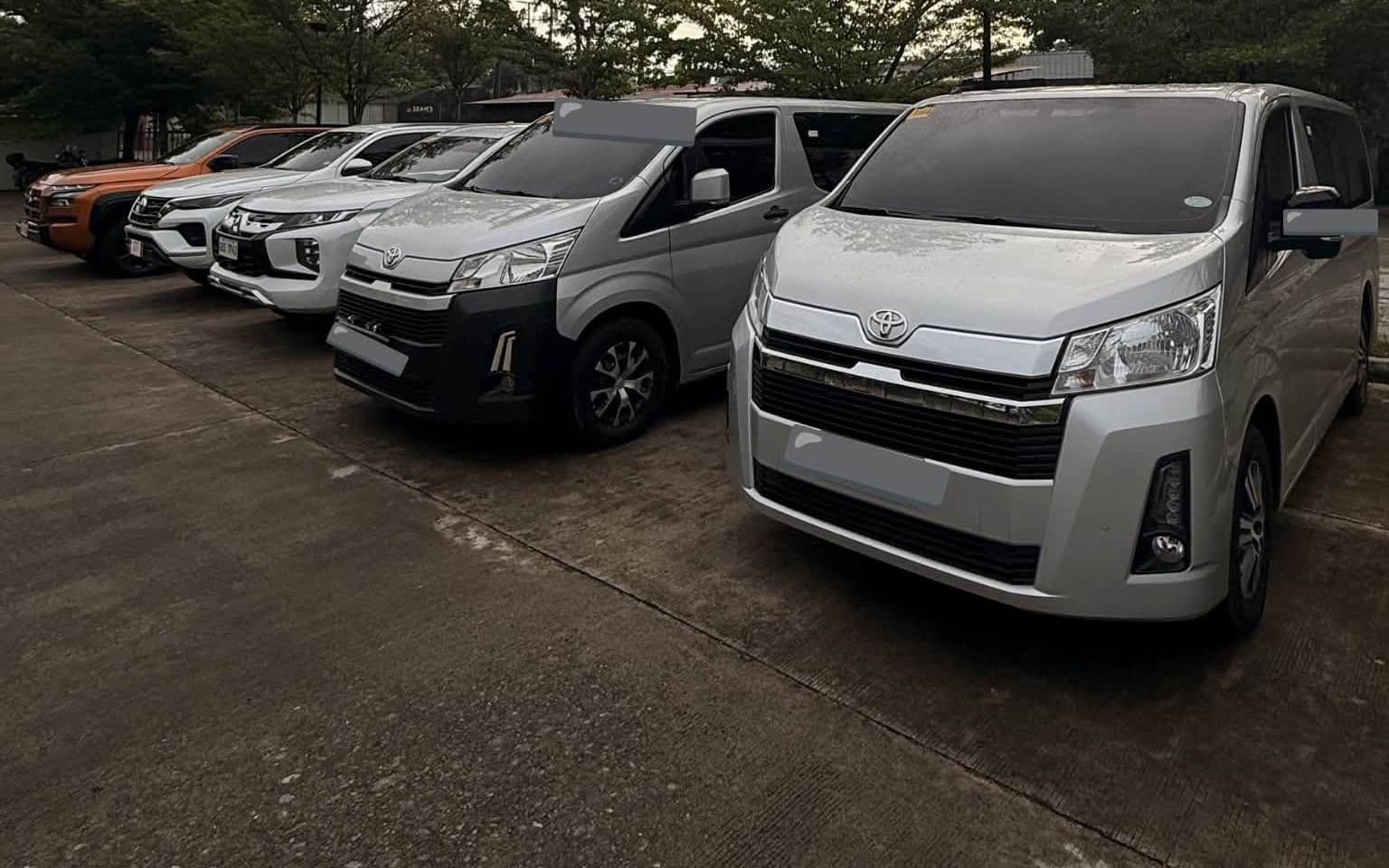 AllDrive HiAce vans and SUVs lined up, ready with a driver